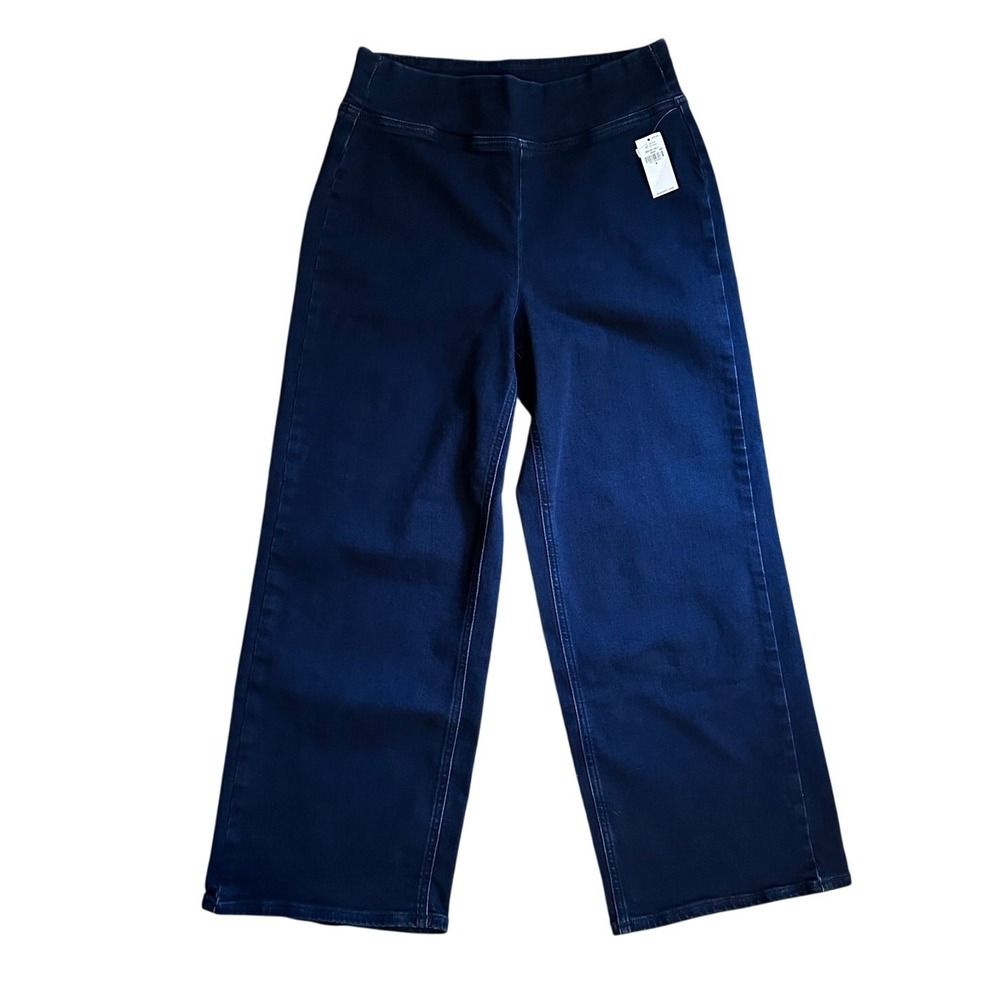Old Navy Womens High-Rise Weekender Wide Leg Pants Size 8 Dark Blue Cotton Blend